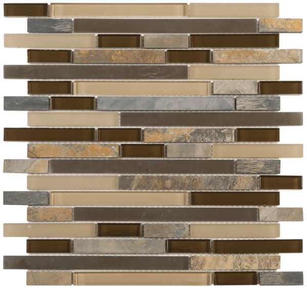 Picture of Bati Orient - Mix Mosaic Baguette Beige Brown Slate Glass