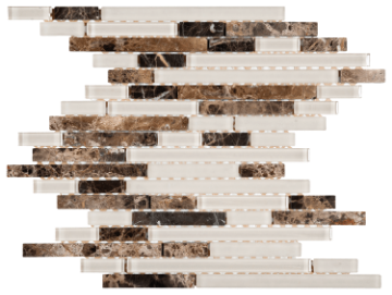 Picture of Bati Orient - Mix Mosaic Baguette Brown Marble Beige Glass