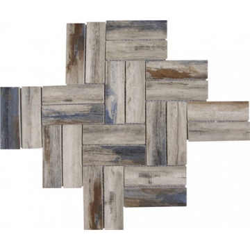 Picture of Bati Orient - Wood Look Herringbone Beige Brown Blue