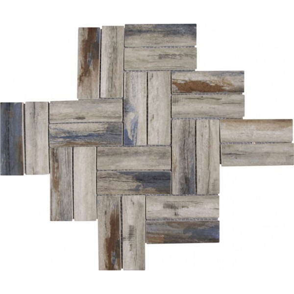 Picture of Bati Orient - Wood Look Herringbone Beige Brown Blue