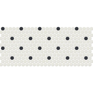 Picture of Daltile - Keystones Blends Penny Rounds Arctic White Black Retro Dot