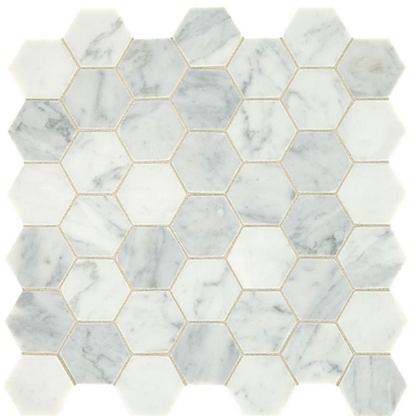 Picture of Daltile - Marble 2 Hex Mosaics Polished Carrara White