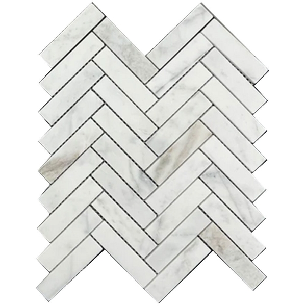 Picture of Elon Tile & Stone - Herringbone Mosaics 1 x 4 Bianco Oro Honed