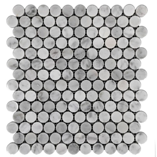 Picture of Elon Tile & Stone - 1 Rounds Mosaics Bianco Carrara Honed
