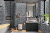 Picture of Elon Tile & Stone - 1 Rounds Mosaics Tri-Blend Pearl White Pacific Gray Black Polished
