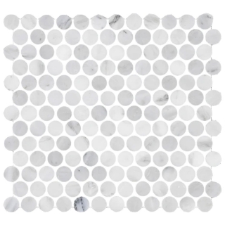 Picture of Elon Tile & Stone - 1 Rounds Mosaics Pearl White Honed