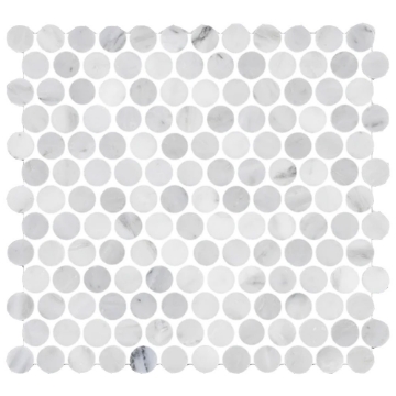 Picture of Elon Tile & Stone - 1 Rounds Mosaics Pearl White Honed