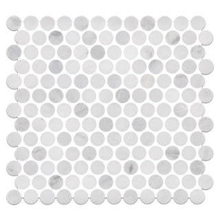 Picture of Elon Tile & Stone - 1 Rounds Mosaics Pearl White Polished