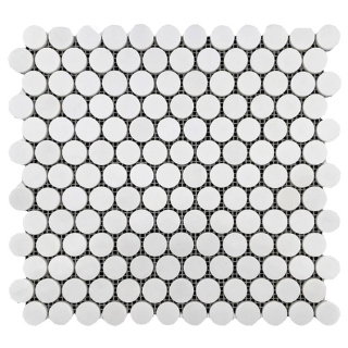 Picture of Elon Tile & Stone - 1 Rounds Mosaics White Thassos Polished