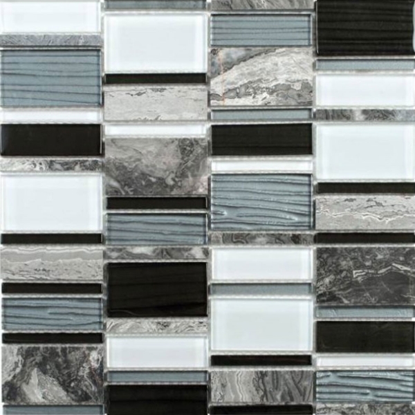 Picture of Bati Orient - Mix Mosaic Mixed Size Marble Grey/Glass Black/Grey/White Rectangles