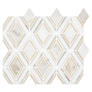 Picture of Elon Tile & Stone - Petite Jewel Mosaics Calacatta Gold with White Thassos & Crema Marfil Honed