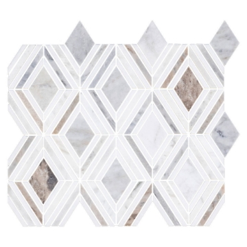 Picture of Elon Tile & Stone - Petite Jewel Mosaics Bianco Oro with White Thassos Honed