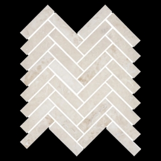Picture of Elon Tile & Stone - Herringbone Mosaics 1 x 4 Vanilla Royale Honed