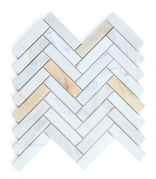 Picture of Elysium - Herringbone Mosaic Calacatta Gold Honed
