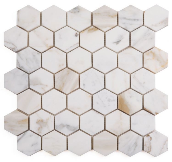 Picture of Elysium - 2 x 2 Hexagon Mosaic Calacatta Gold Polished