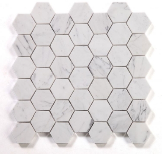Picture of Elysium - 2 x 2 Hexagon Mosaic Calacatta White Honed