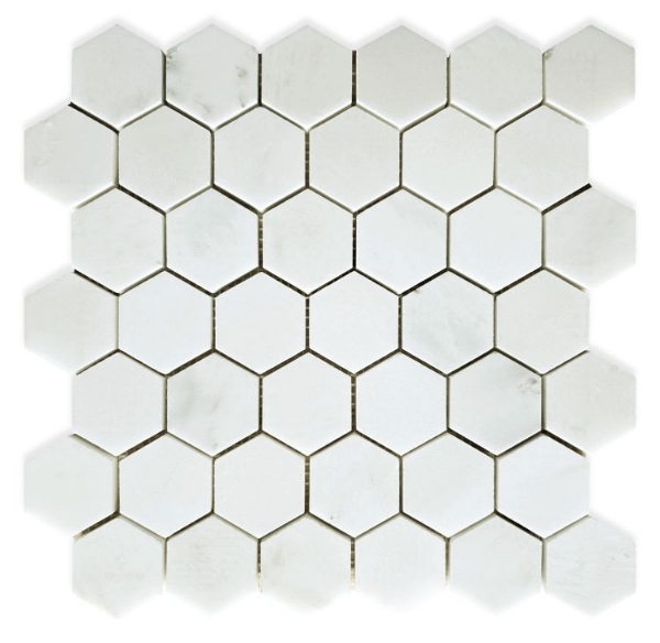 Picture of Elysium - 2 x 2 Hexagon Mosaic Snow White Honed