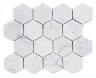 Picture of Elysium - 3 x 3 Hexagon Mosaic Carrara Honed