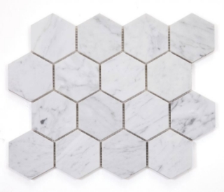 Picture of Elysium - 3 x 3 Hexagon Mosaic Carrara Polished