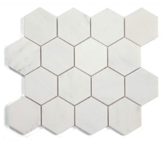 Picture of Elysium - 3 x 3 Hexagon Mosaic Snow White Polished