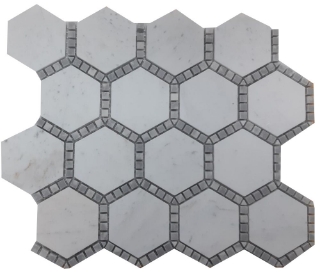 Picture of Elysium - Hexagon Mosaic Deco Milky White Honed