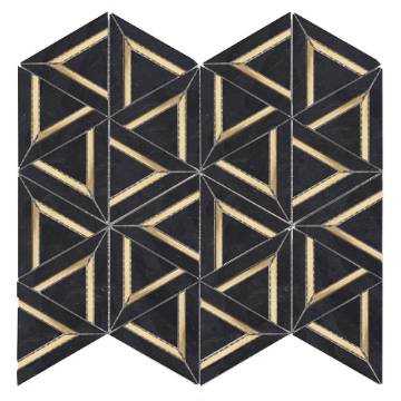 Picture of Roca - Rockart Metal Mosaics Nero Marquina Geo