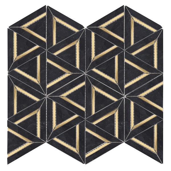 Picture of Roca - Rockart Metal Mosaics Nero Marquina Geo