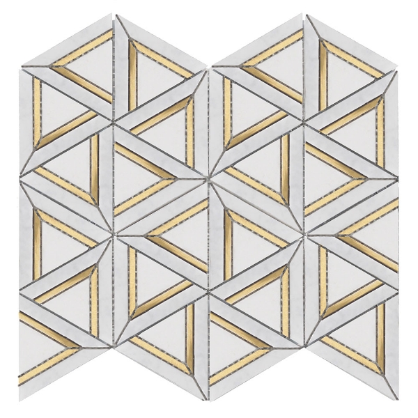 Picture of Roca - Rockart Metal Mosaics Carrara White Geo