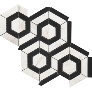 Picture of Roca - Rockart Mosaics Hexagon Black White