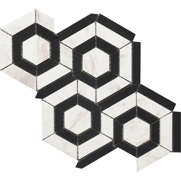 Picture of Roca - Rockart Mosaics Hexagon Black White