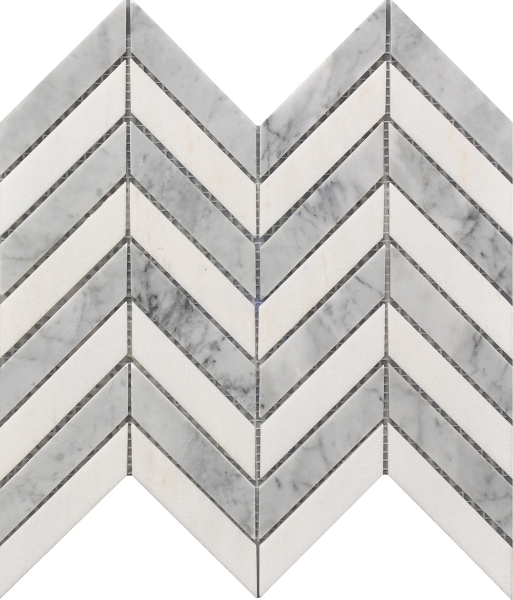 Picture of Roca - Rockart Mosaics Chevron White Gray