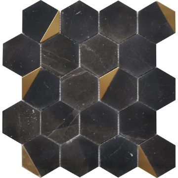Picture of Roca - Rockart Mosaics Hexagon Nero Marquina