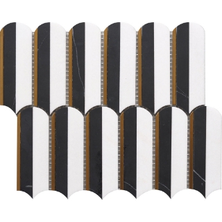 Picture of Roca - Rockart Mosaics Oval Nero Marquina Thassos