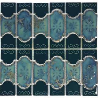 Picture of Tesoro - Botanical Mosaic Teal Green