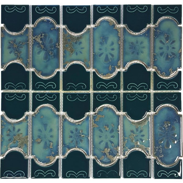 Picture of Tesoro - Botanical Mosaic Teal Green