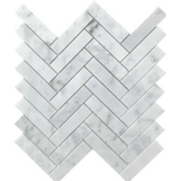 Picture of Tesoro - Metropolitan Stone Herringbone Mosaic White Cararra