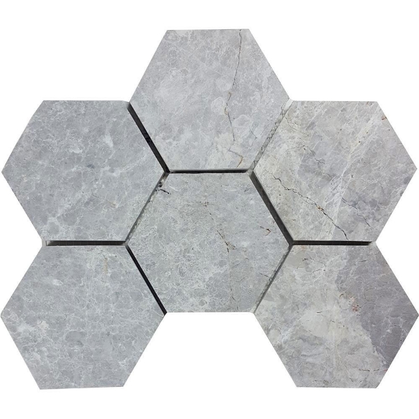 Picture of Tesoro - Pietra Antica Antiqued Stones Hexagon Mosaic 4 Nuvoloso
