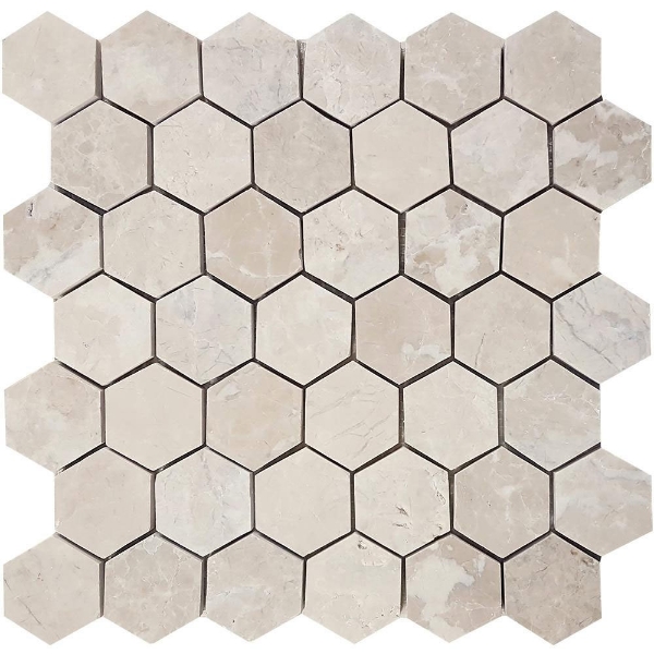 Picture of Tesoro - Pietra Antica Antiqued Stones Hexagon Mosaic 2 Chateaux