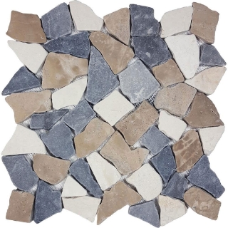 Picture of Tesoro - Ocean Stones Tumbled Mosaic Tan White Gray
