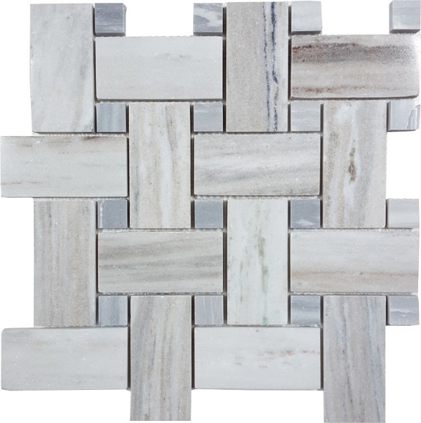 Picture of Tesoro - Pietra Antica Select Polished Travertine Basketweave Mosaic Skyline