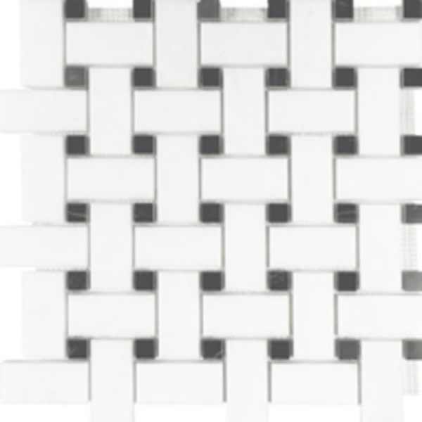 Picture of Tesoro - Metropolitan Blend Basketweave Mosaic Thassos with Black Dot
