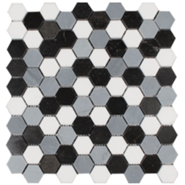 Picture of Tesoro - Metropolitan Blend Hexagon Mosaic Thassos Bardiglio and Black