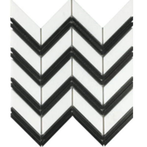 Picture of Tesoro - Metropolitan Stone Chevron Mosaic Metropolitan Blend Thassos with Black Bands