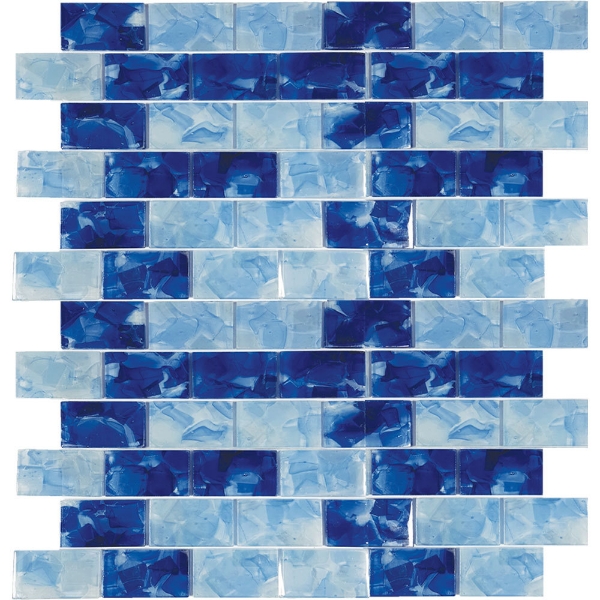 Picture of Tesoro - Flower Glass Mosaic 1 x 2 Bluebell Iris Pool Blend