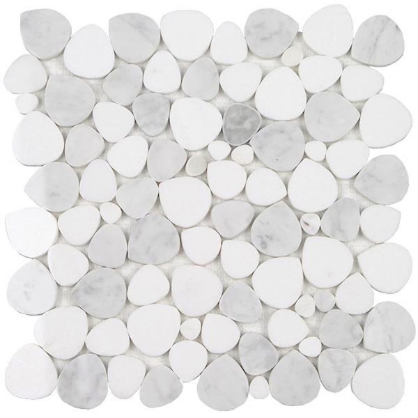 Picture of Tesoro - Ocean Stones Sliced Mosaic Bianco Carrara Thassos