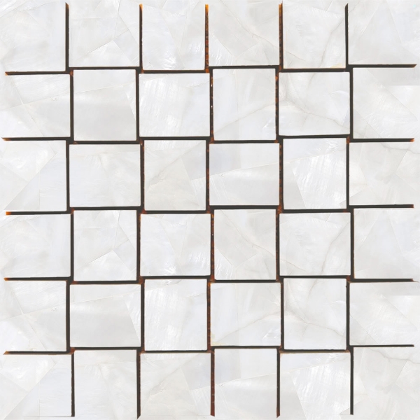 Picture of Tesoro - Mother of Pearl Basketweave Mosaic Silver Polished