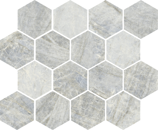 Picture of Tesoro - Oyster Hexagon Mosaic Lagoon Blue