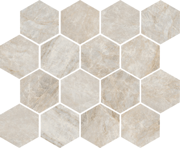 Picture of Tesoro - Oyster Hexagon Mosaic Cape Grey
