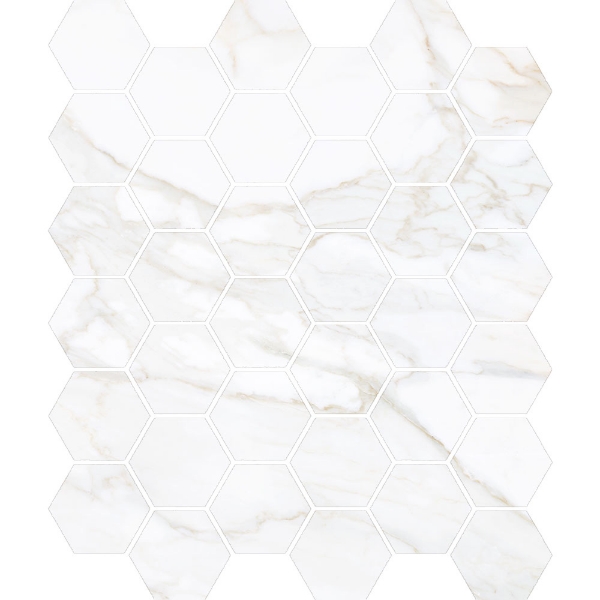 Picture of Tesoro - Paonazzo Hexagon Mosaic Calacatta Gold