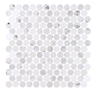 Picture of Tesoro - Venice Penny Round Mosaic Blue Thassos Carrara